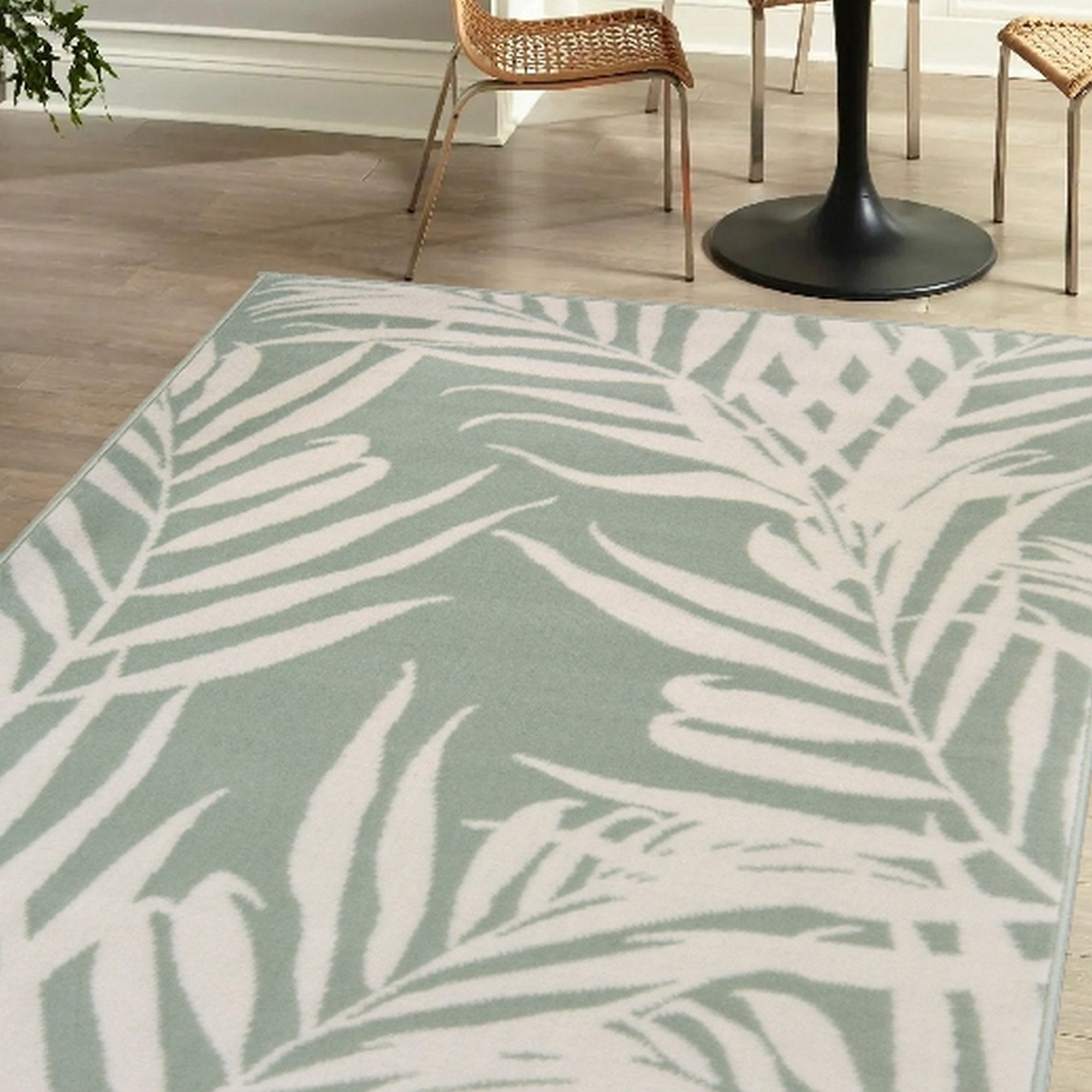 Maestro Organic Leaf Modern Rugs In Sage Green